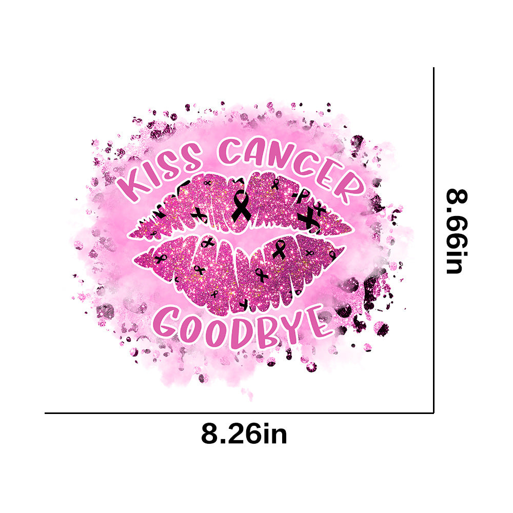 Wholesale Pink ribbon letter lip pattern UV DTF Ready to Press Transfers Wraps