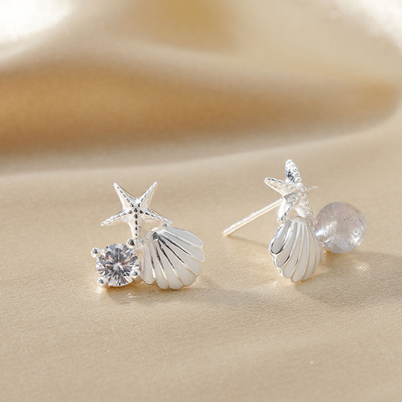 Wholesale 925 Sterling Silver Starfish Strawberry Crystal Earrings