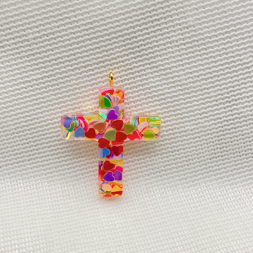 Wholesale Plastic Resin Seven Color Cross DIY Cup Chain Accessories