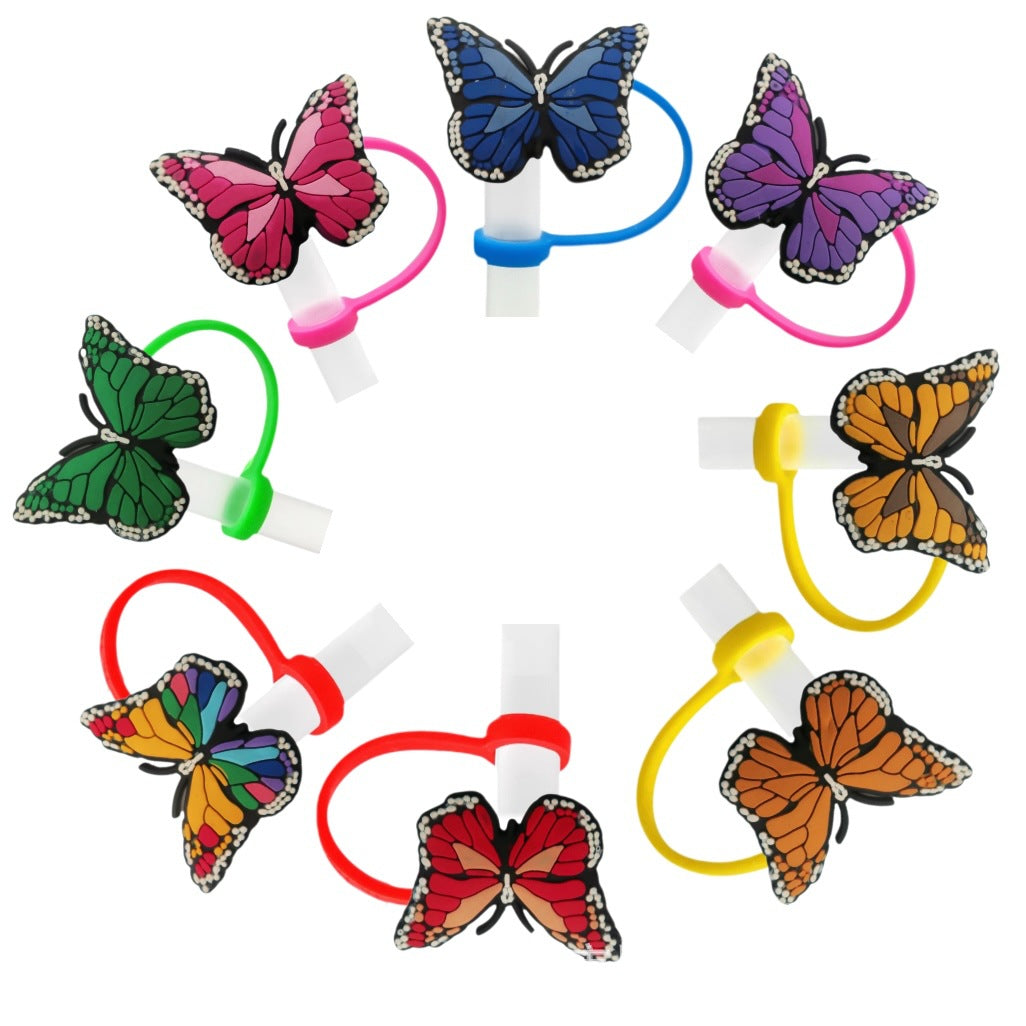 Wholesale 10pcs Butterfly Straw Cover Cute Cartoon Straw Cap Dust Plug