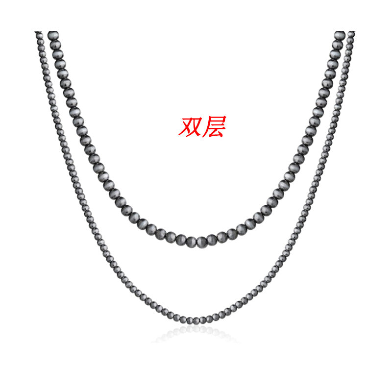 Wholesale Western Style Vintage Engraved Turquoise Pendant Multi-layered Necklace