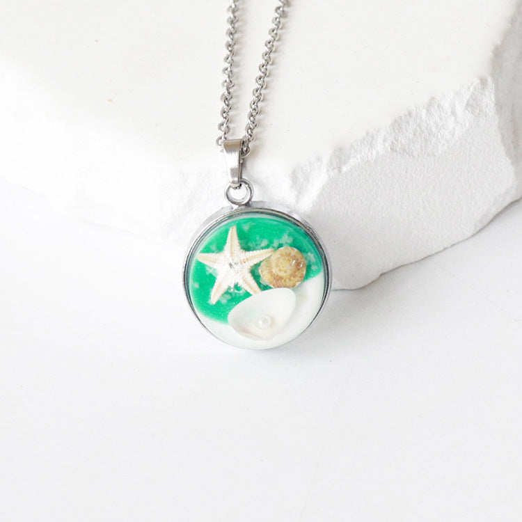 Wholesale 6pcs Luminous Conch Shell Specimen Resin Necklace