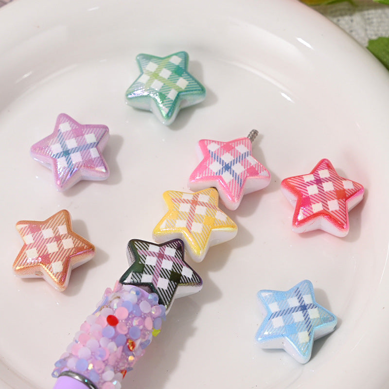 Wholesale 5pcs/pack   Checkered five-pointed star scattered beads  Acrylic Beads