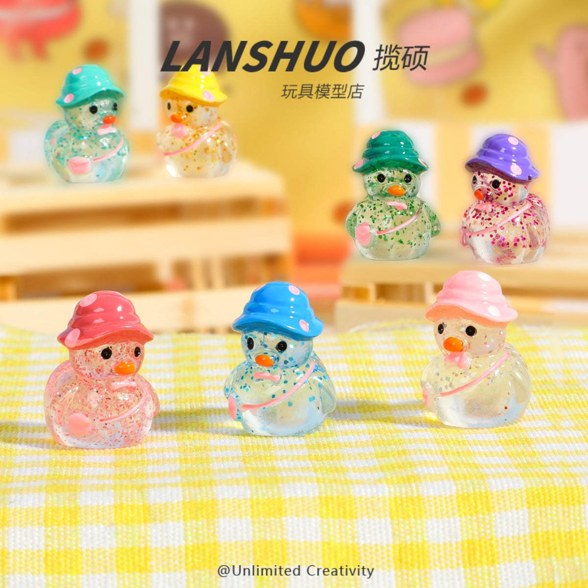 Wholesale cute 3D exquisite glitter hat backpack duck decoration