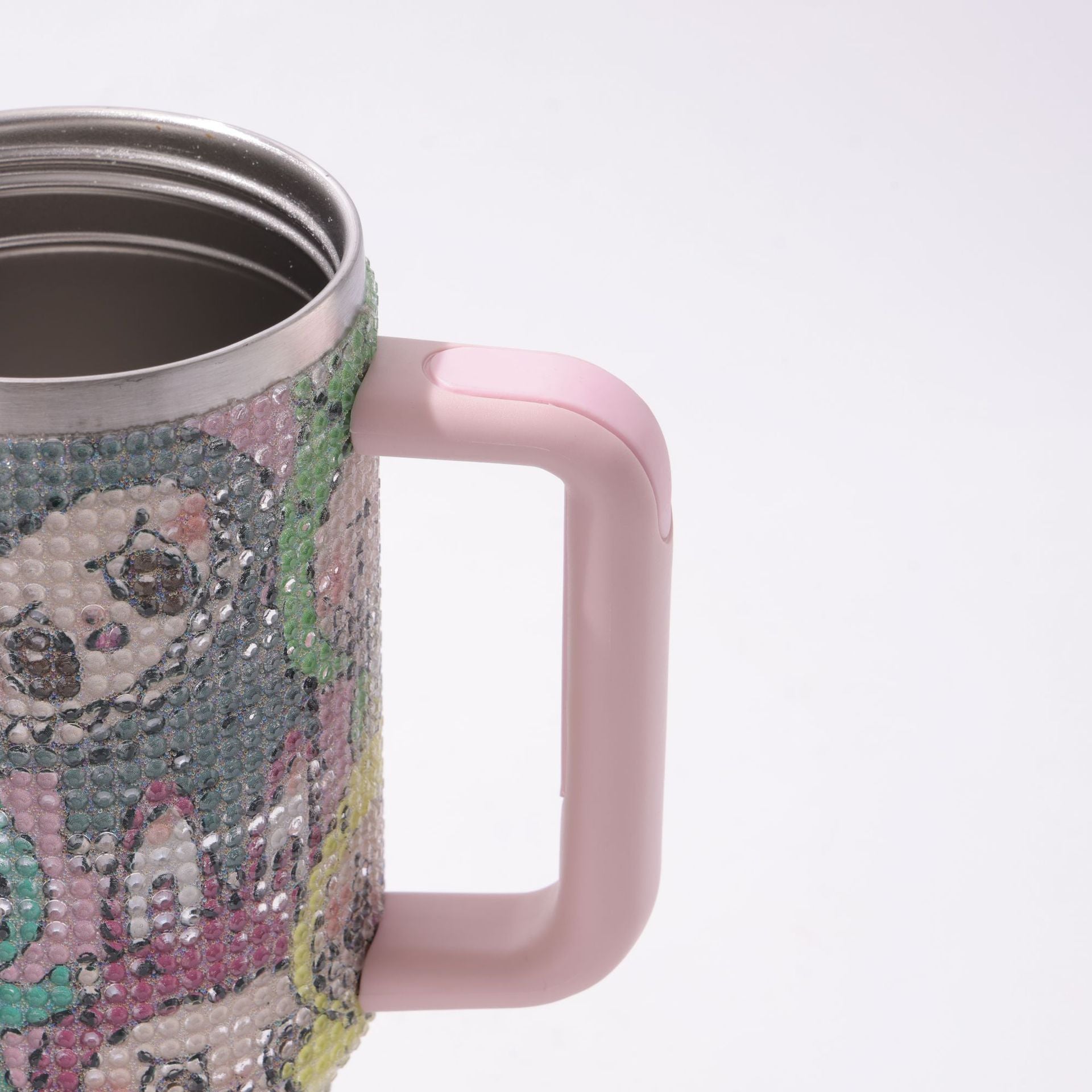 Wholesale Stainless Steel Cartoon Diamond-Encrusted 40oz Car Handle Straw Cup