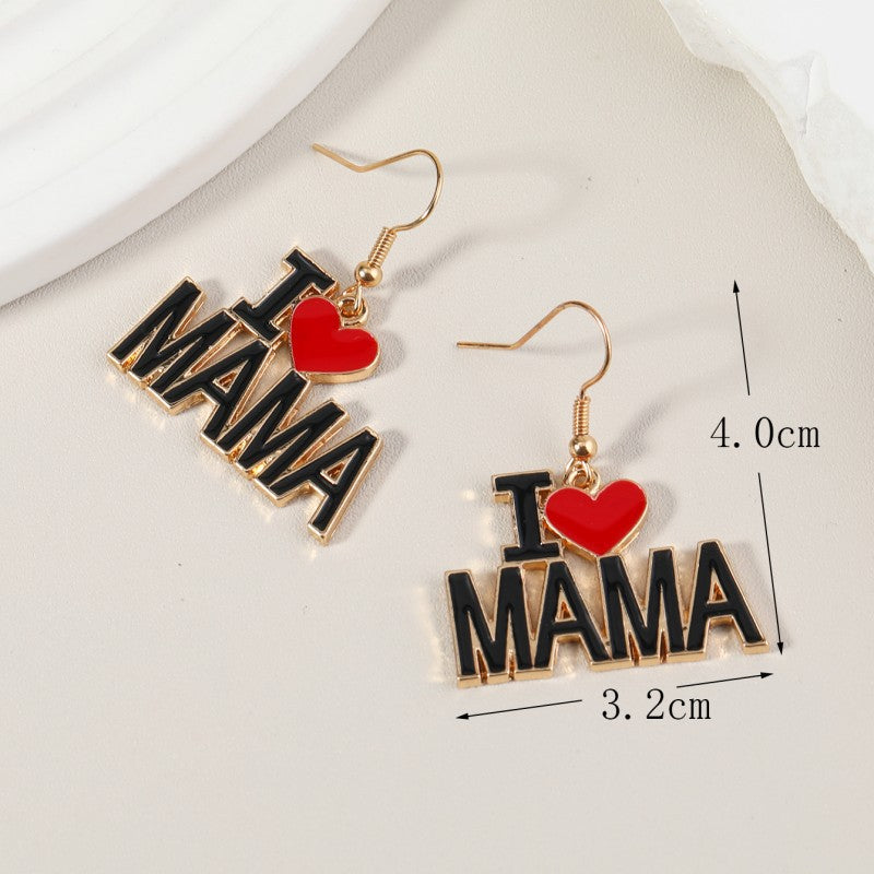 Wholesale MAMA Mother's Day Creative Letter Love Alloy Earrings