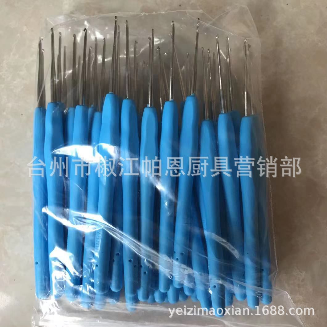 Wholesale 10pcs  TPR Soft Handle Aluminum Crochet Hook Set Colorful Lace Hook Fine Crochet Hook