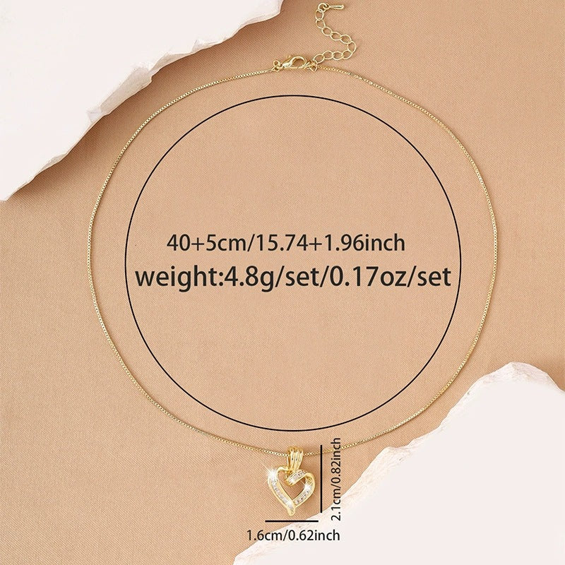 Wholesale Copper Electroplated Heart Pendant Necklace Zircon Inlaid Hollow Design Fashion Accessory For Casual Everyday Wear