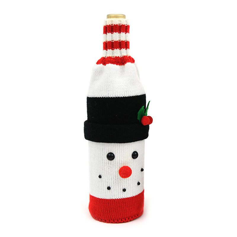 Wholesale Creative Christmas Decoration Knitted Woolen Wine Bottle Set