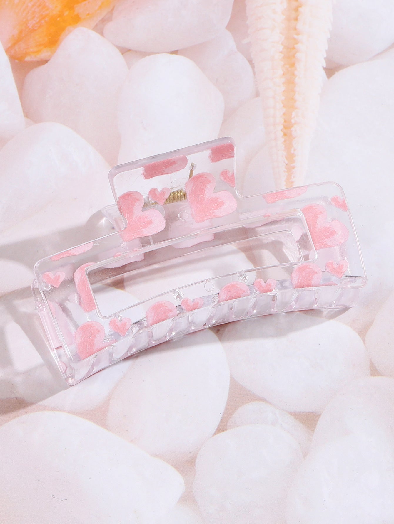 Wholesale  Printed Heart-Shaped Hair Clip  Large Shark Clip