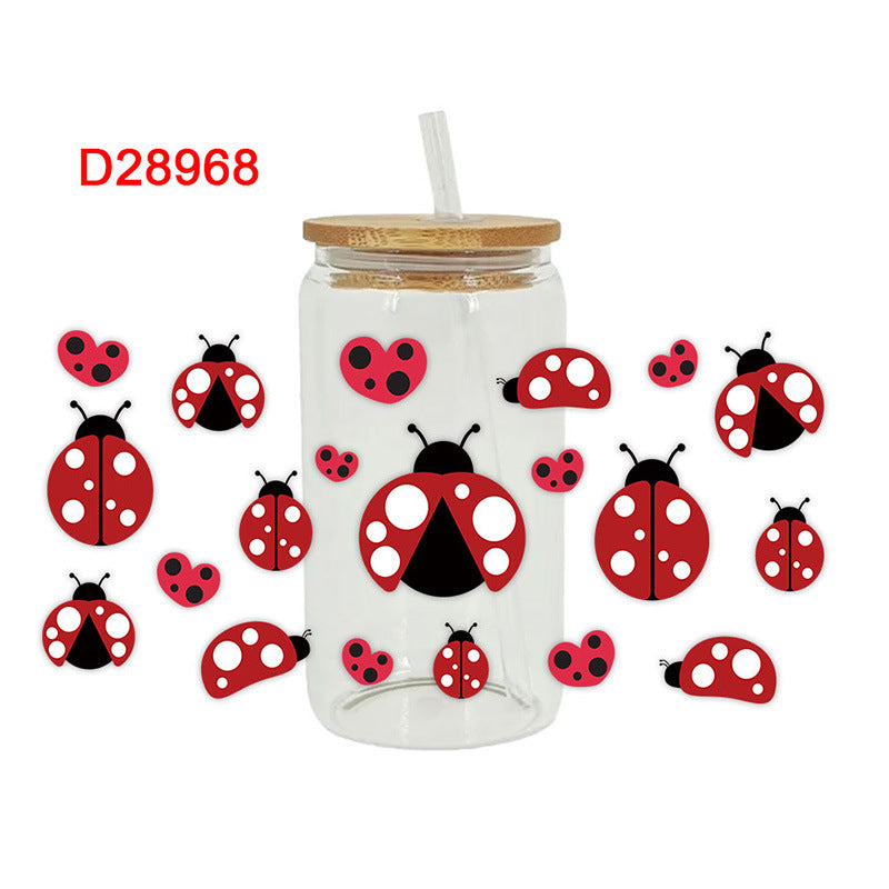 Wholesale Colorful Cartoon Little Bird Ladybug 16oz Cup UV DTF Wraps
