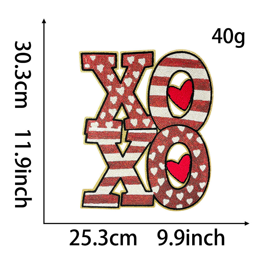 Wholesale Trendy 28Cm Heart Sequin Towel Embroidery Patch Hot Melt Backed DIY Clothing Decoration For Coats Fashion Accessory