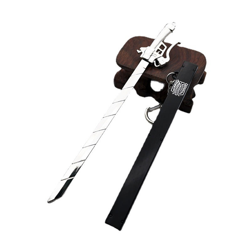 Wholesale Anime Titan Wings of Liberty Eren Mikasa Sword Metal Model Keychain
