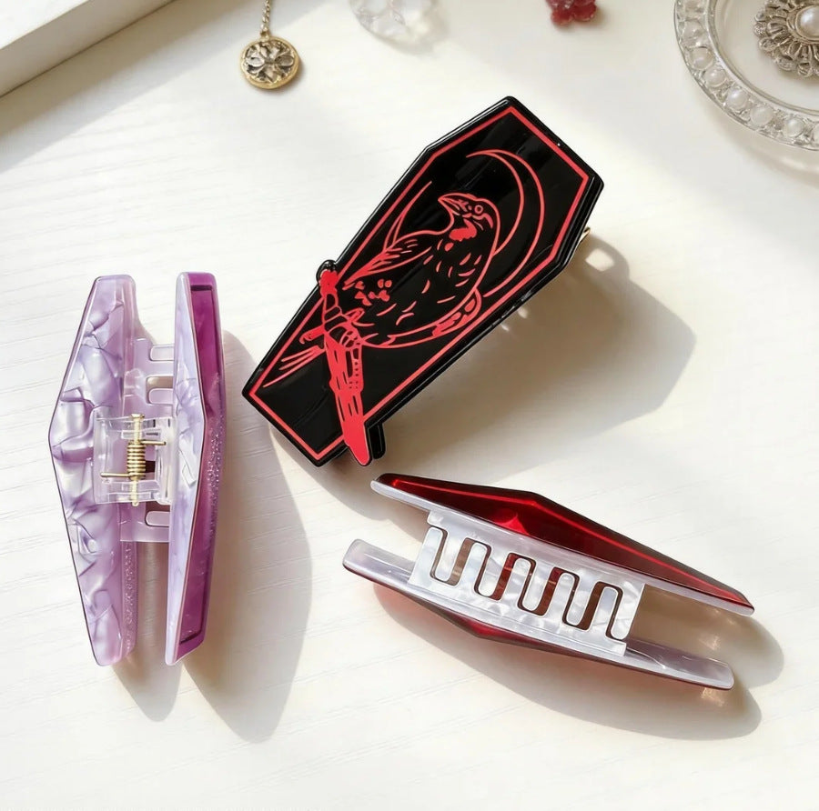 Wholesale  Coffin Claw Hair Clip Gothic Punk PVC Hair Accessory For Everyday Styling