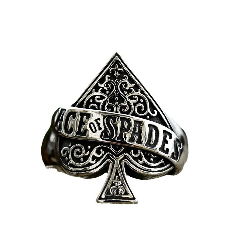 Wholesale Vintage Titanium Steel Poker Spade Heart Men' s Ring