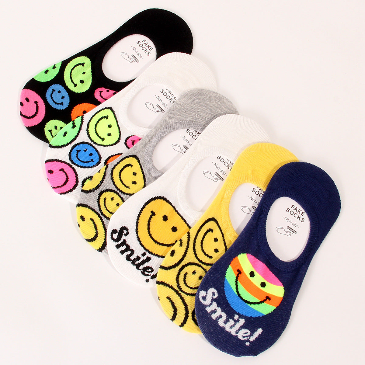 Wholesale Cute Cartoon Smiley Invisible Socks Silicone Non-slip Non-falling Boat Socks