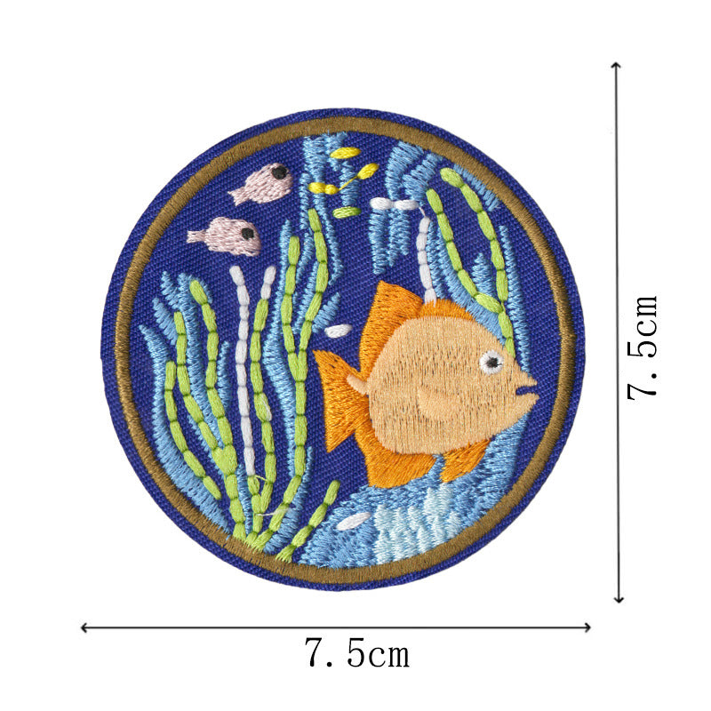 Wholesale Ocean Animal Seaweed Embroidery Patches 9 Piece Sew On Appliques Stylish DIY Craft Accessory For Clothing Towels Gift