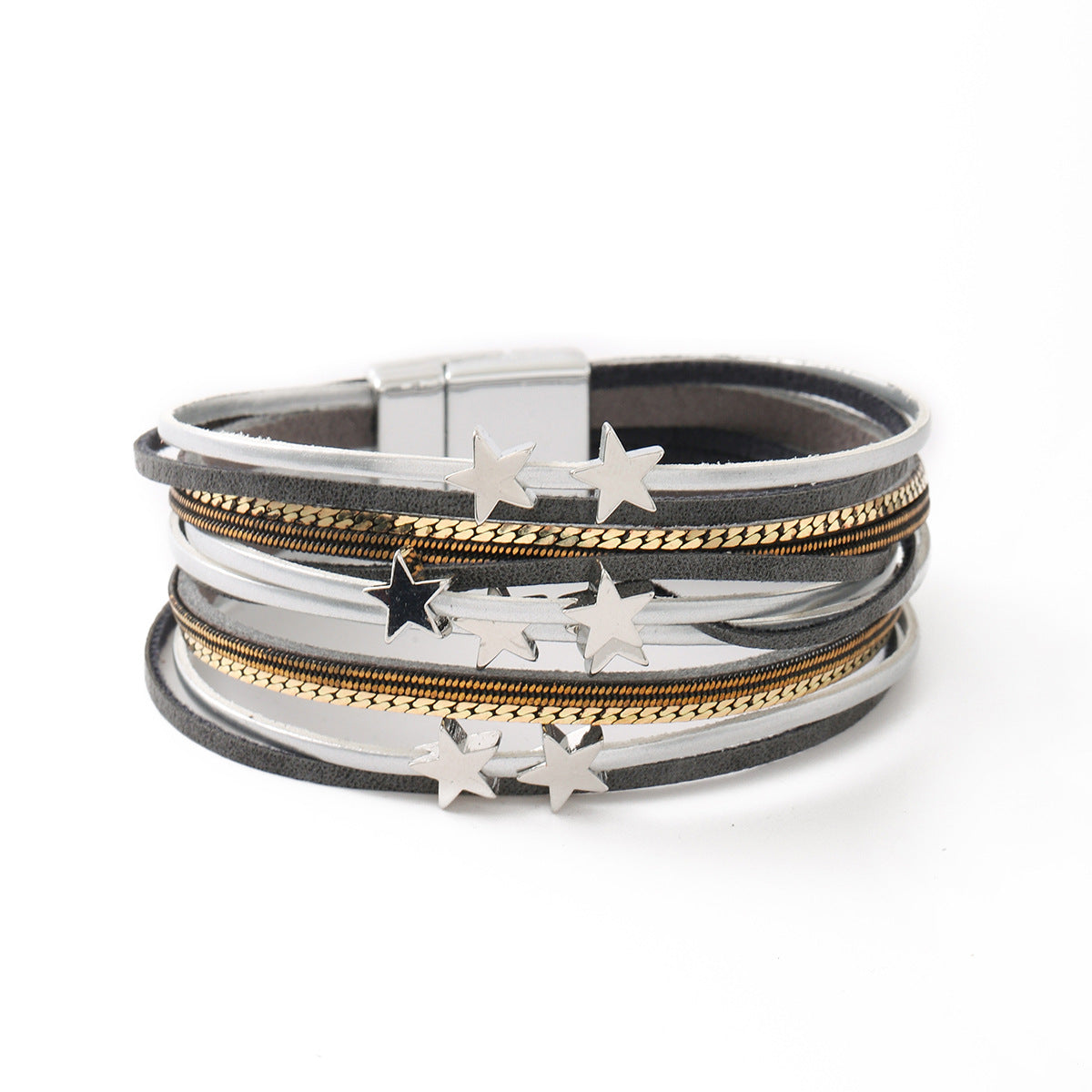 Wholesale Beach Vacation Multi-Layer Leather Magnetic Clasp Bracelet