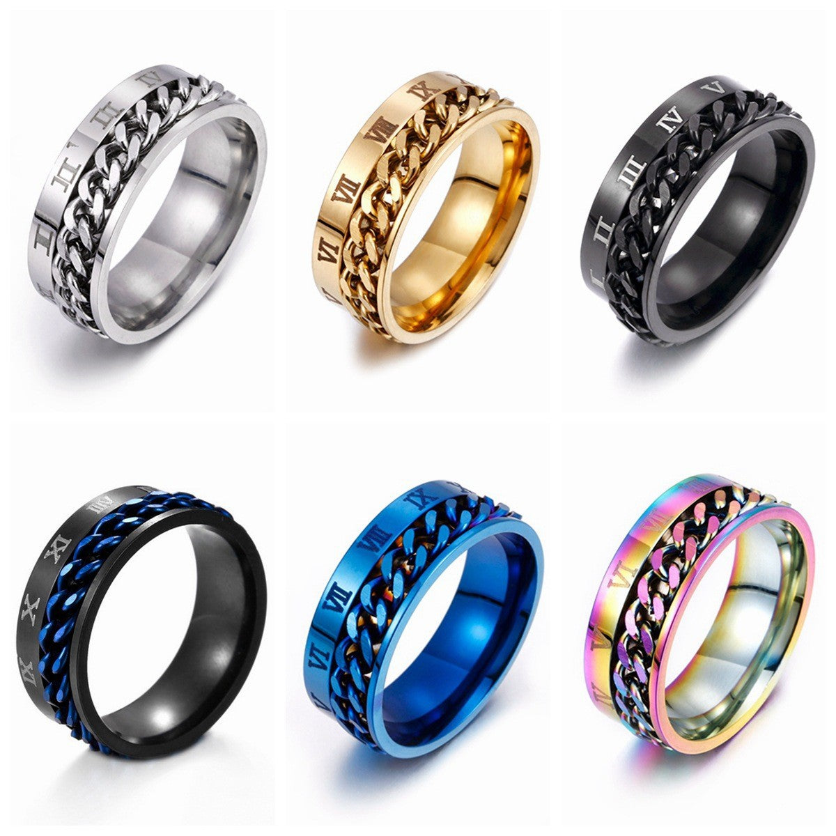 Wholesale Rotating Chain Men's Titanium Steel Ring