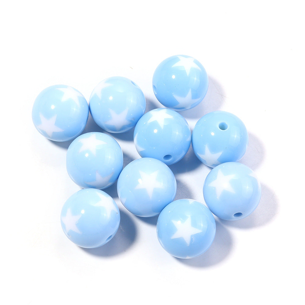 Wholesale 20pcs Painted double-sided heart-shaped pentagram Acrylic Beads