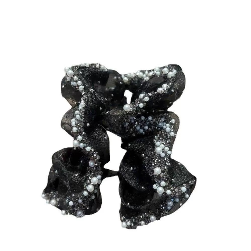 Wholesale Pearl Rhinestone Mesh Hair Tie