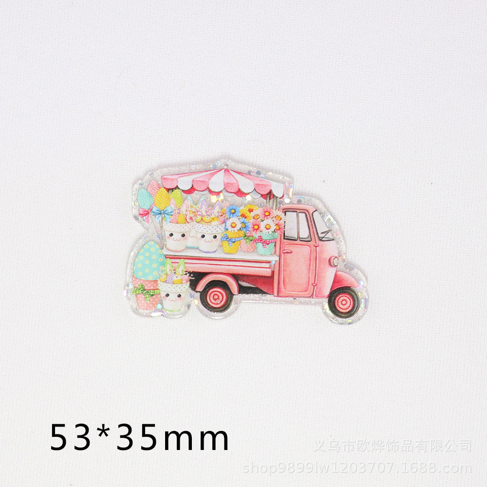 Wholesale 10pcs/pack Loose powder Easter cartoon bunny Acrylic Flatback