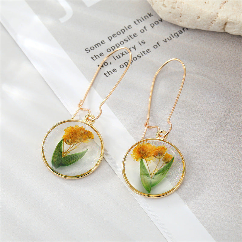 Wholesale Bohemian Colored Dried Flower Earrings