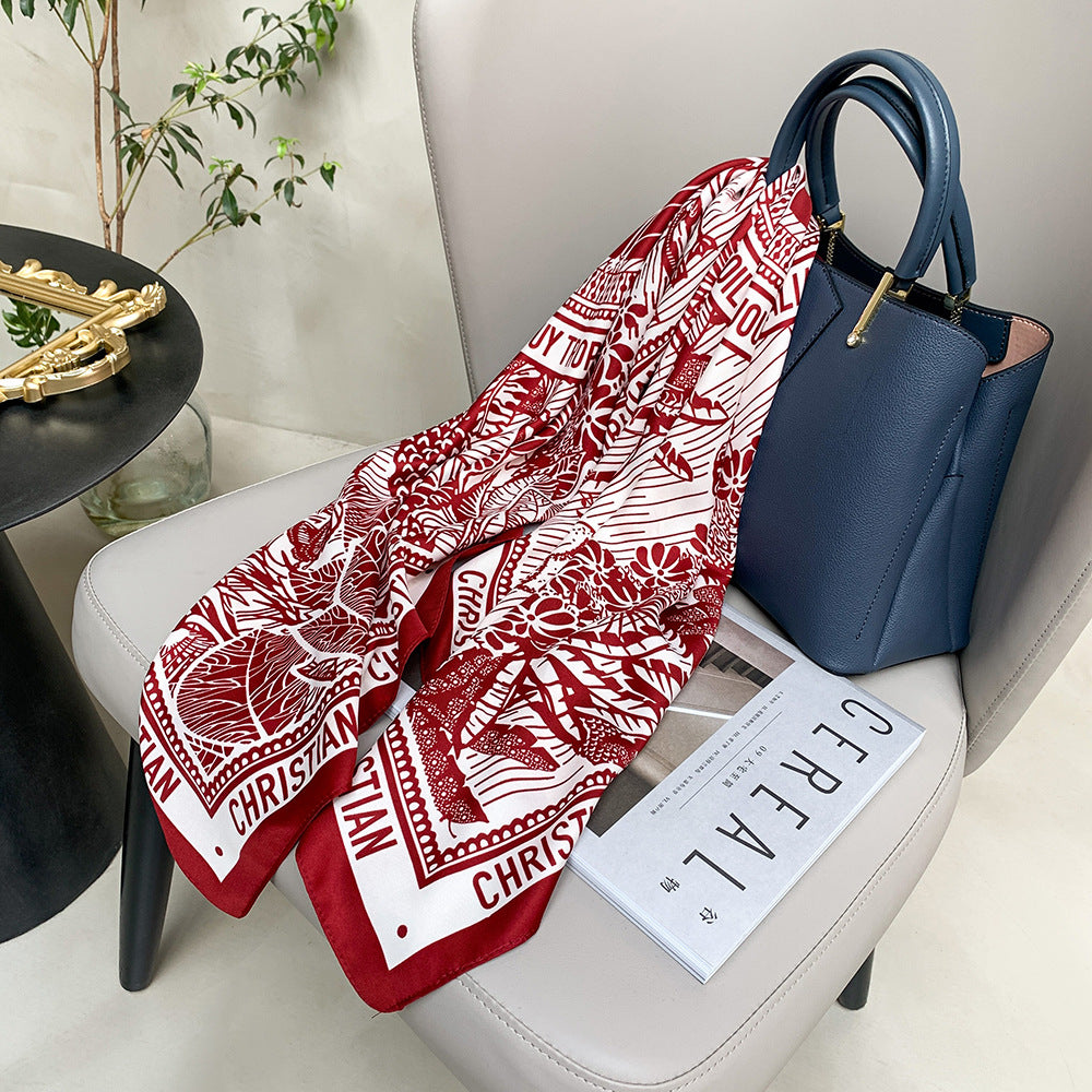 Wholesale Chain Printed Imitation Silk Scarf