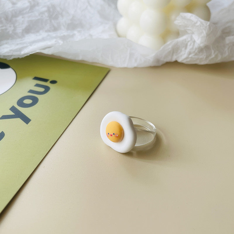 Wholesale Japanese fun food cute croissant pizza toast grape tart resin ring