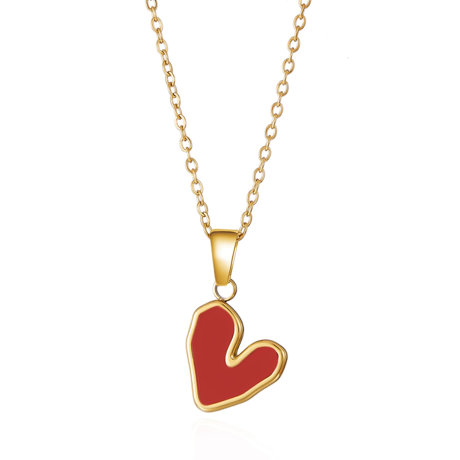 Wholesale Colorful heart-shaped stainless steel collarbone chain