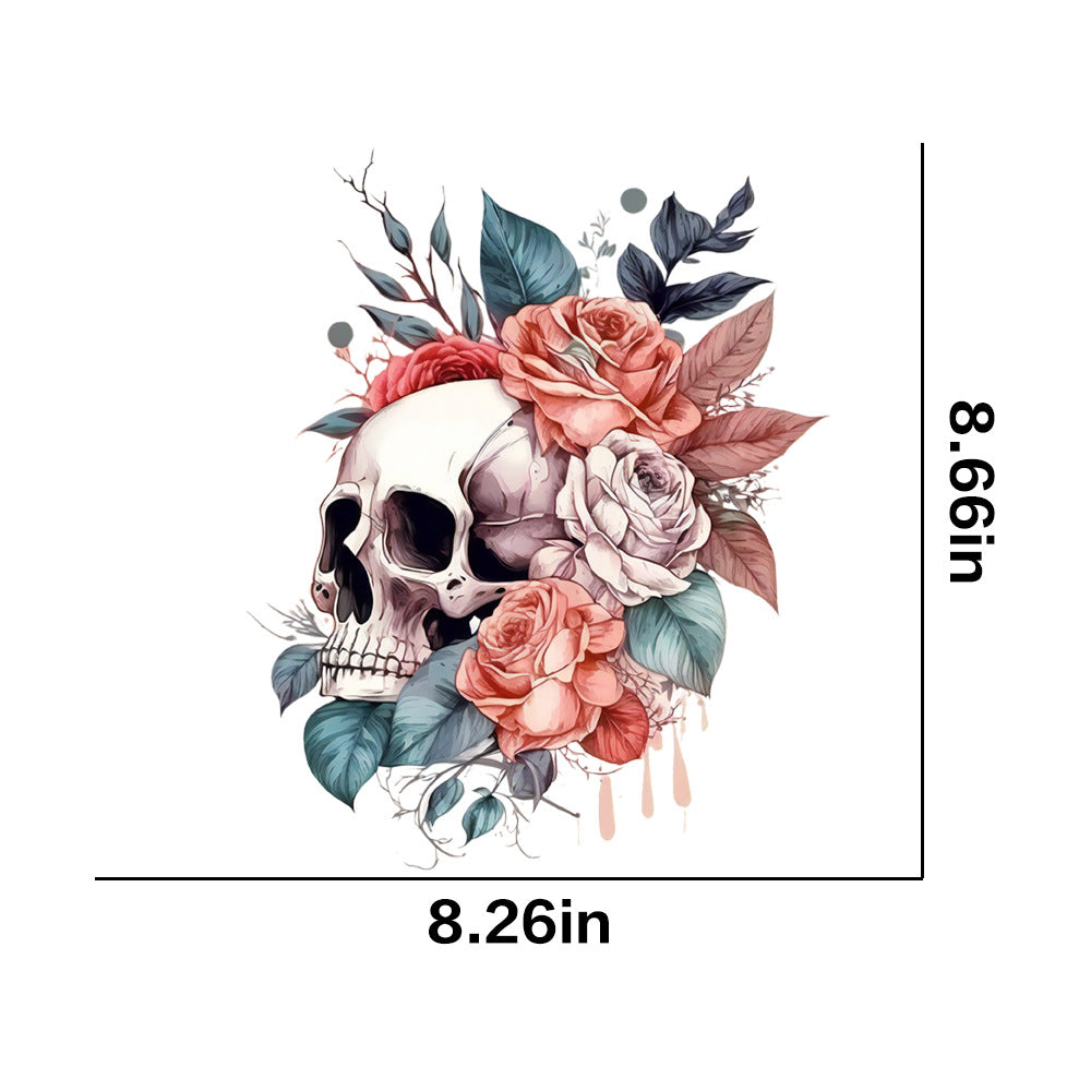 Wholesale 10pcs Colorful Flower Skull UV DTF Ready to Press Transfers Wraps