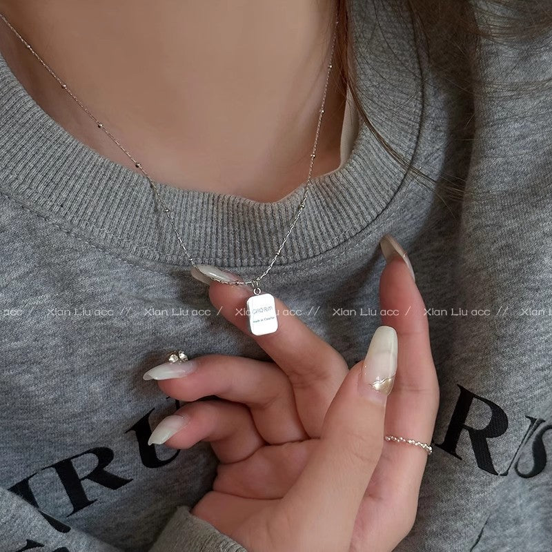 Wholesale Simple square letter titanium steel necklace