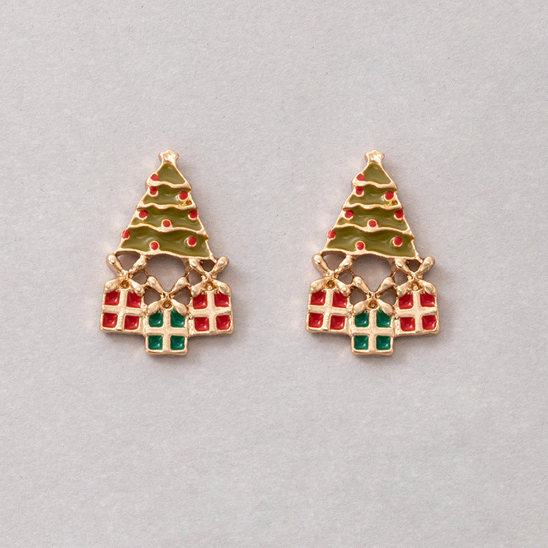 Wholesale Christmas Tree Red and Green Socks Christmas Elk Earrings