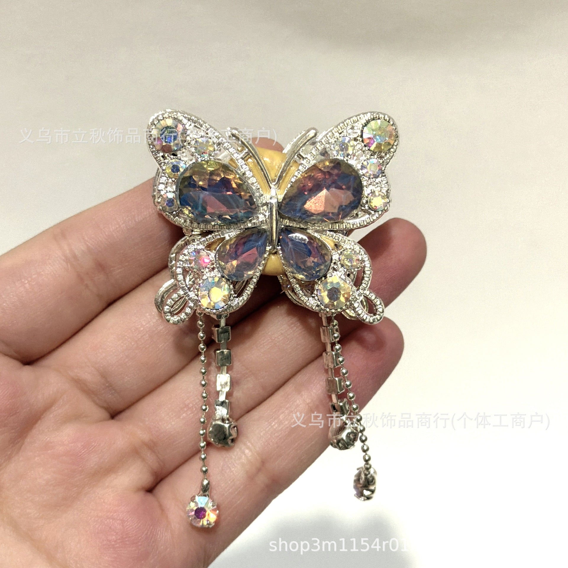 Wholesale 10pcs Soft ceramic three-dimensional butterfly crystal tassel beads