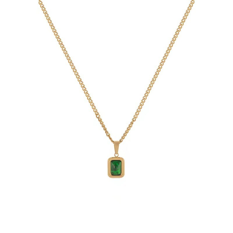 Wholesale French emerald pendant necklace clavicle chain