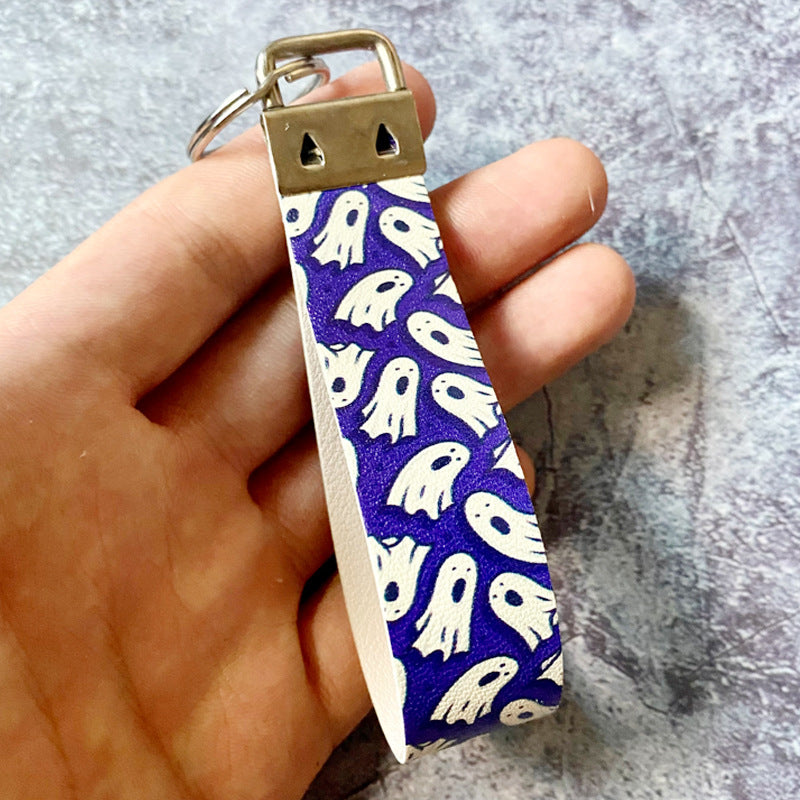 Wholesale Halloween Horror Character Ghost Print Leather Keychain