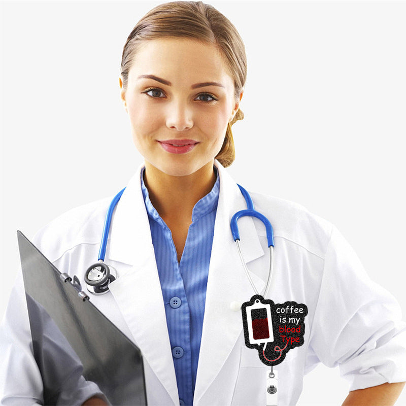 Wholesale Glitter Easy-pull Medical ID Retractable Keychain