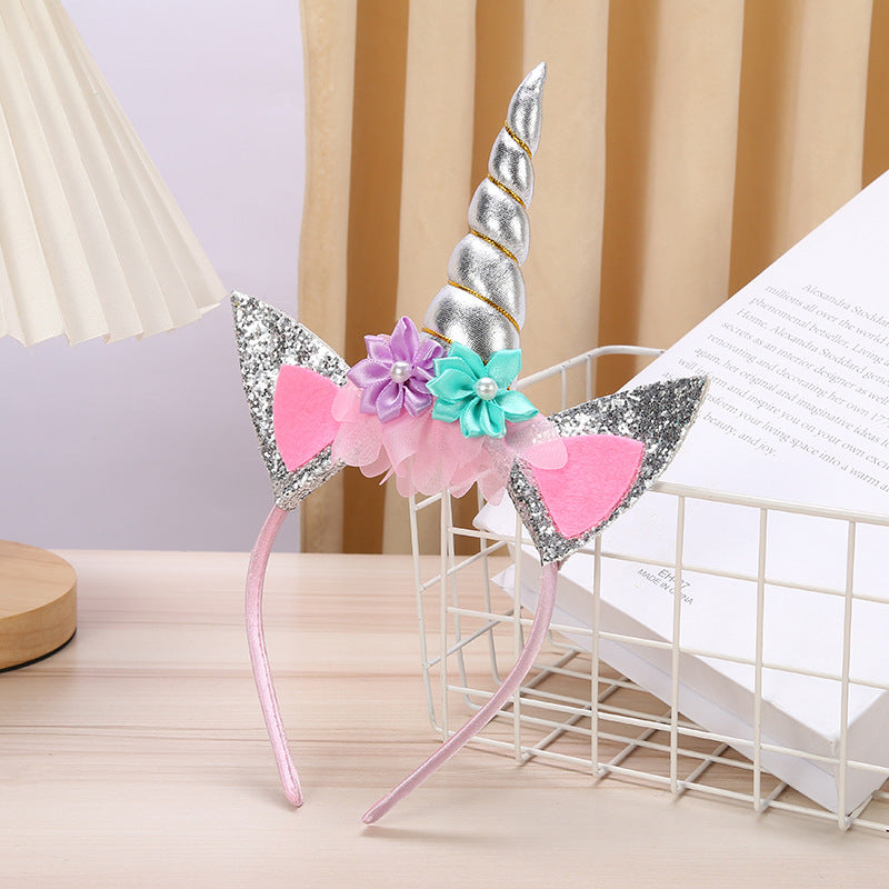 Wholesale Fashion Dreamy Sequin Unicorn Flower Birthday Festival Party Headband