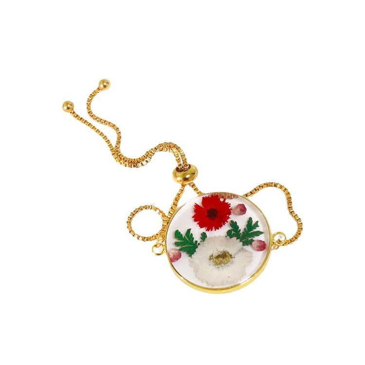 Wholesale 6PCS Daisy Preserved Flower Resin Bracelet