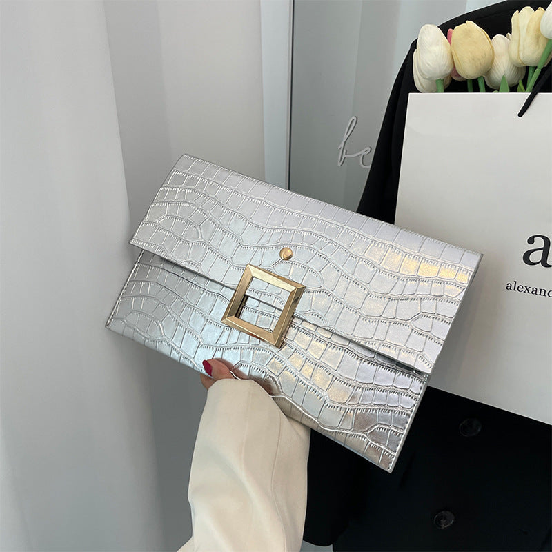 Wholesale Solid Color Versatile Fashion Temperament Stone Pattern Envelope Clutch Bag