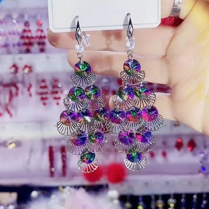 Wholesale Crystal Vintage Tassel Long Earrings