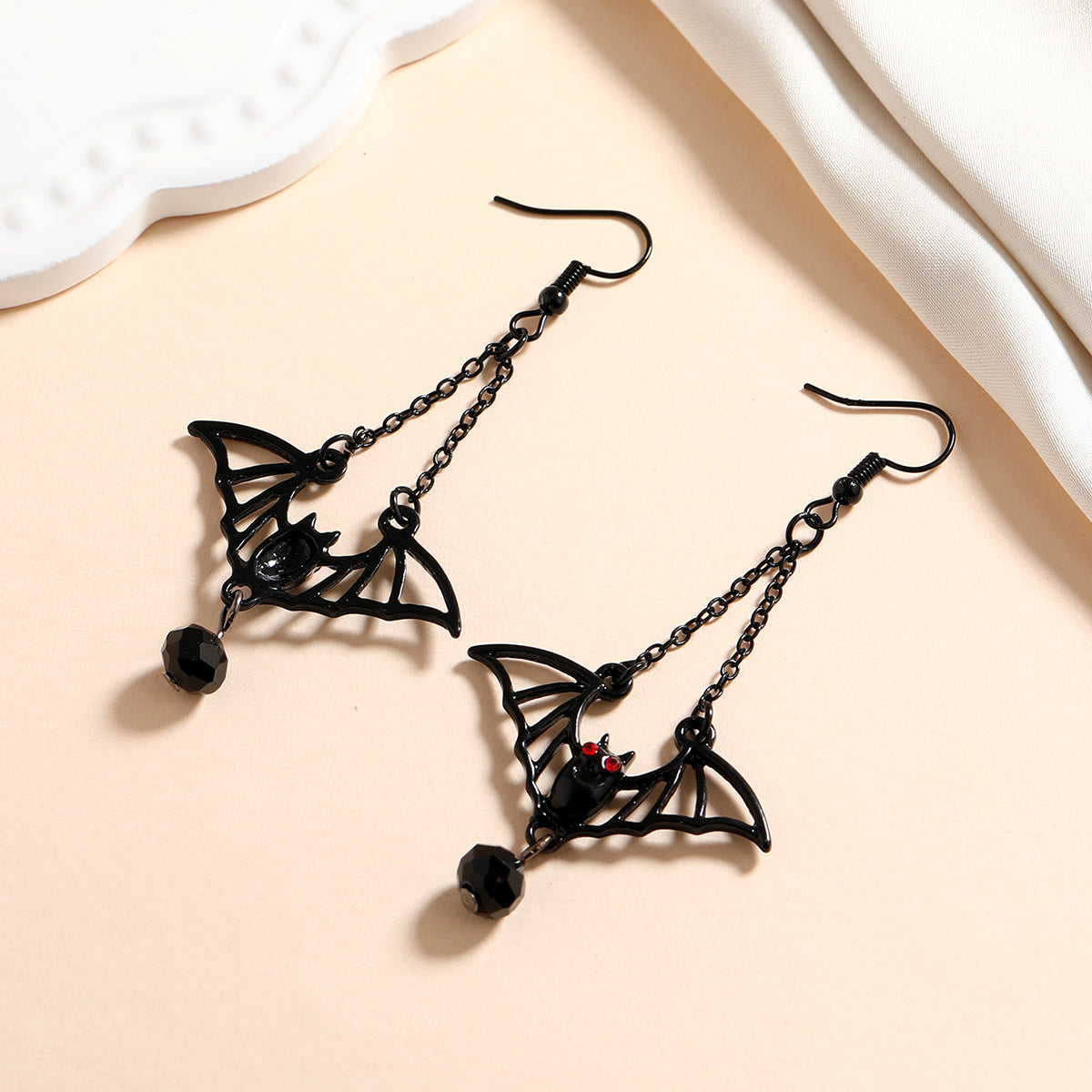 Wholesale Creative Exaggerated Halloween Retro All-match Gothic Black Bat Earrings