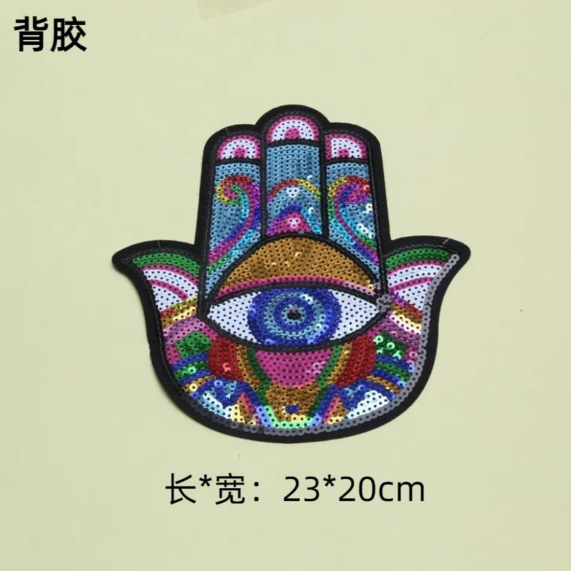 Wholesale Sun mask spaceship pattern sequin embroidery DIY Patches