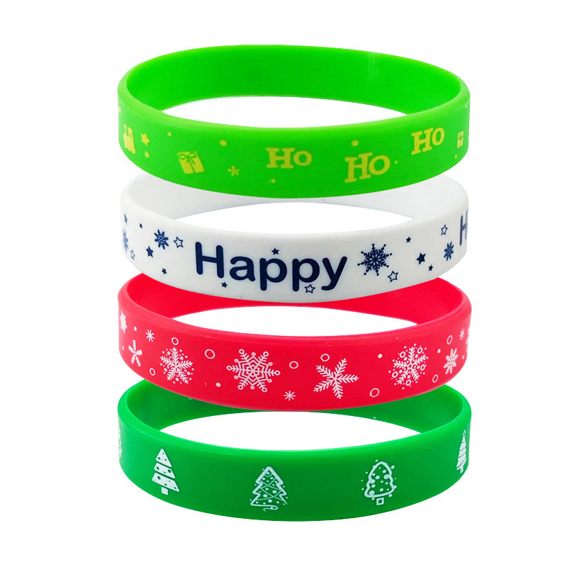 Wholesale  20pcs/pack Cartoon pattern Christmas rubber silicone bracelet