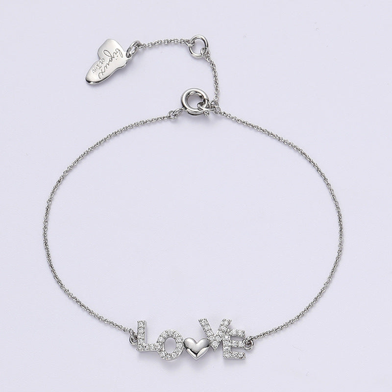 Wholesale Valentine's Day LOVE Letter Inlaid Zirconium Love Bracelet