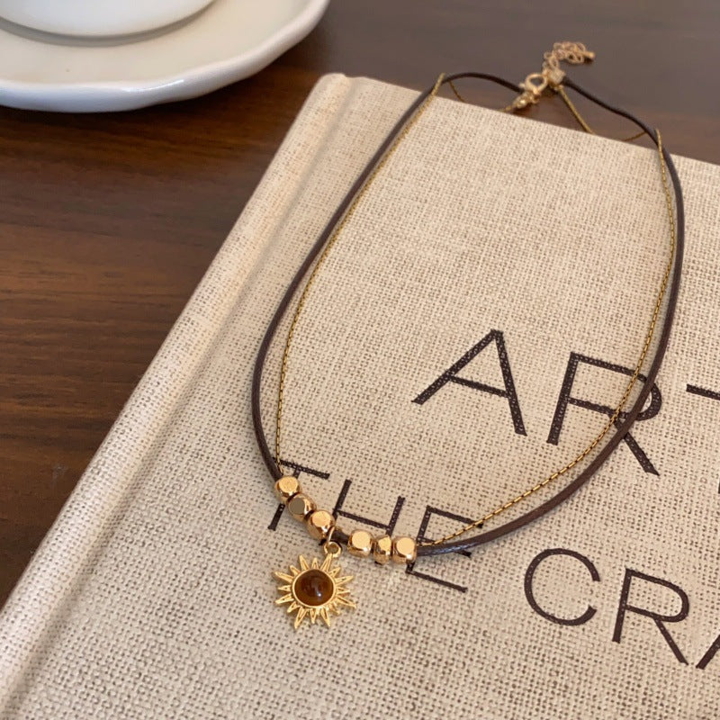 Wholesale Star Tiger Eye Stone Double Layer Bohemian Style Exquisite Clavicle Chain Necklaces