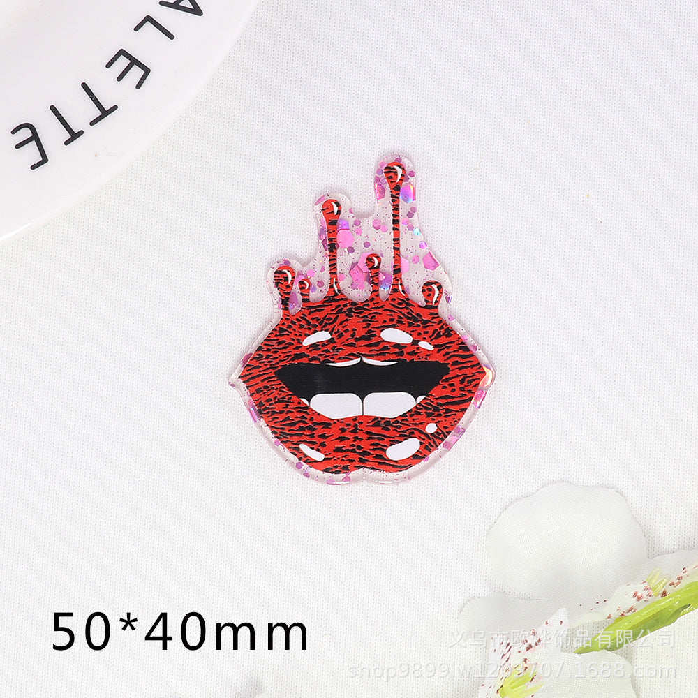 Wholesale 10pcs Cartoon Lips Letters Acrylic DIY Patches