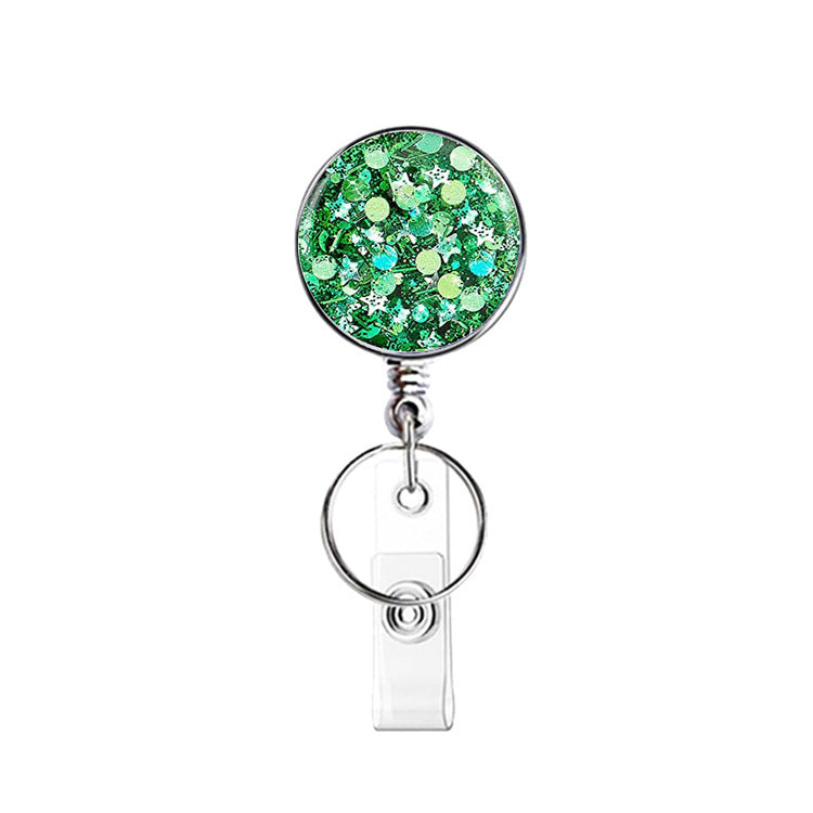 Wholesale UV Electroplated Resin Diamond Glitter Sequins Retractable Keychain