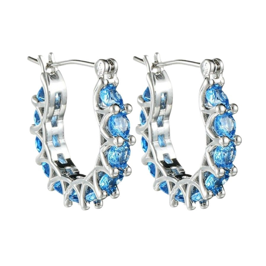Wholesale Pave Red Corundum  Zircon Lace U Shaped Hoop Earrings