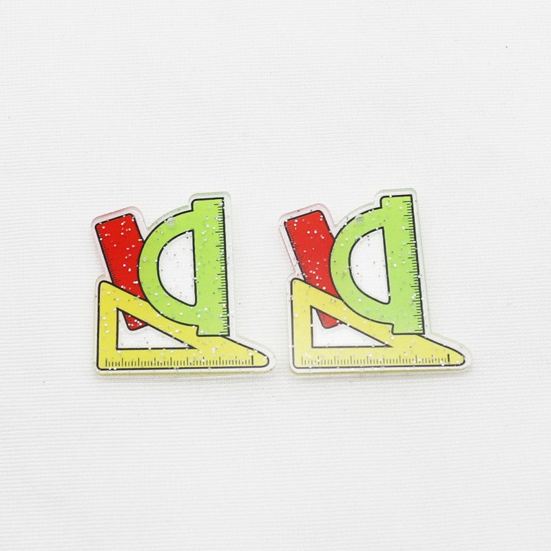 Wholesale 10pcs Back To School Theme Glitter Accessories FlatBack